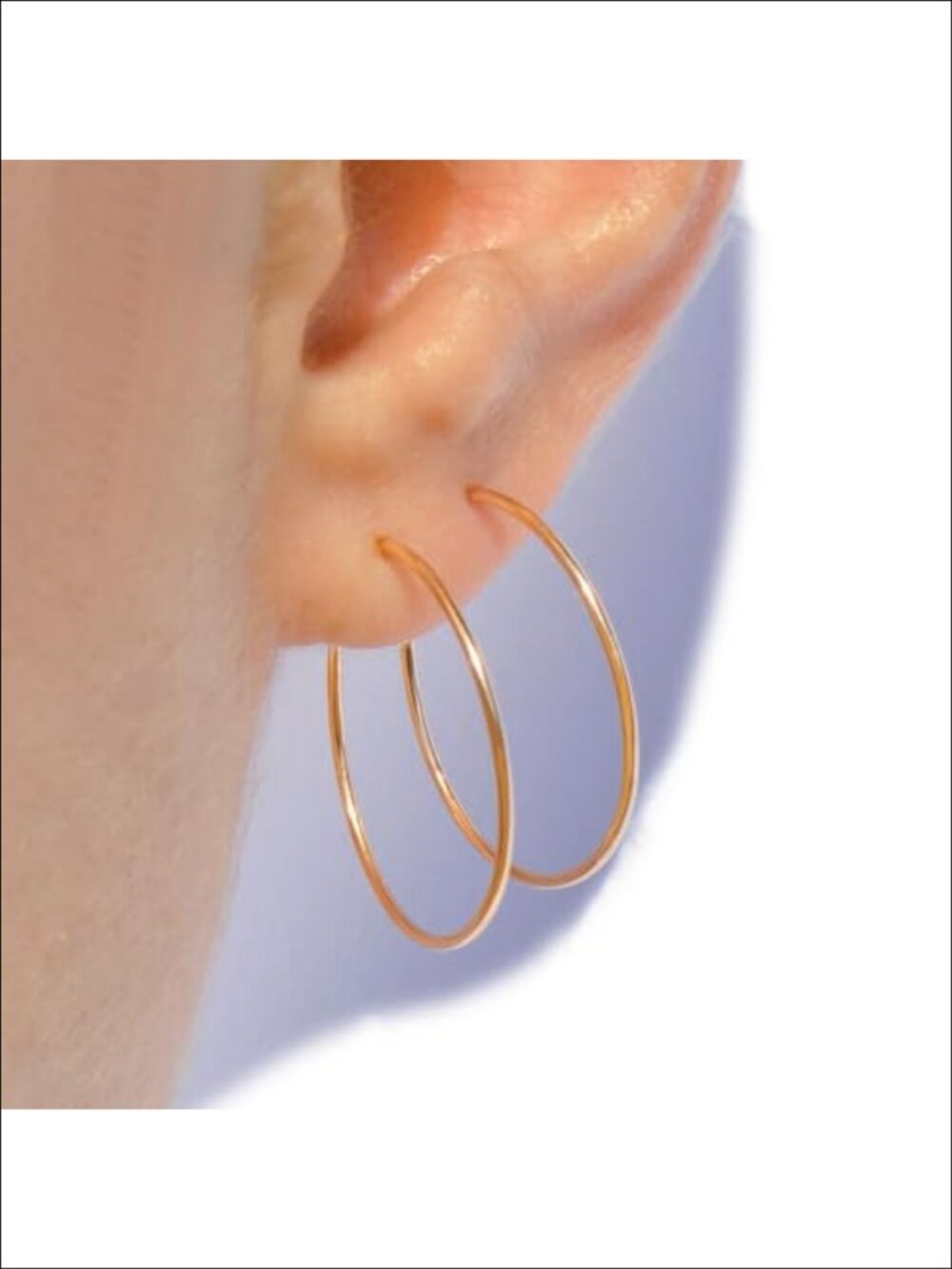 14k Real Gold Thin Small Hoop Earrings Dainty Hypoallergenic Handmade